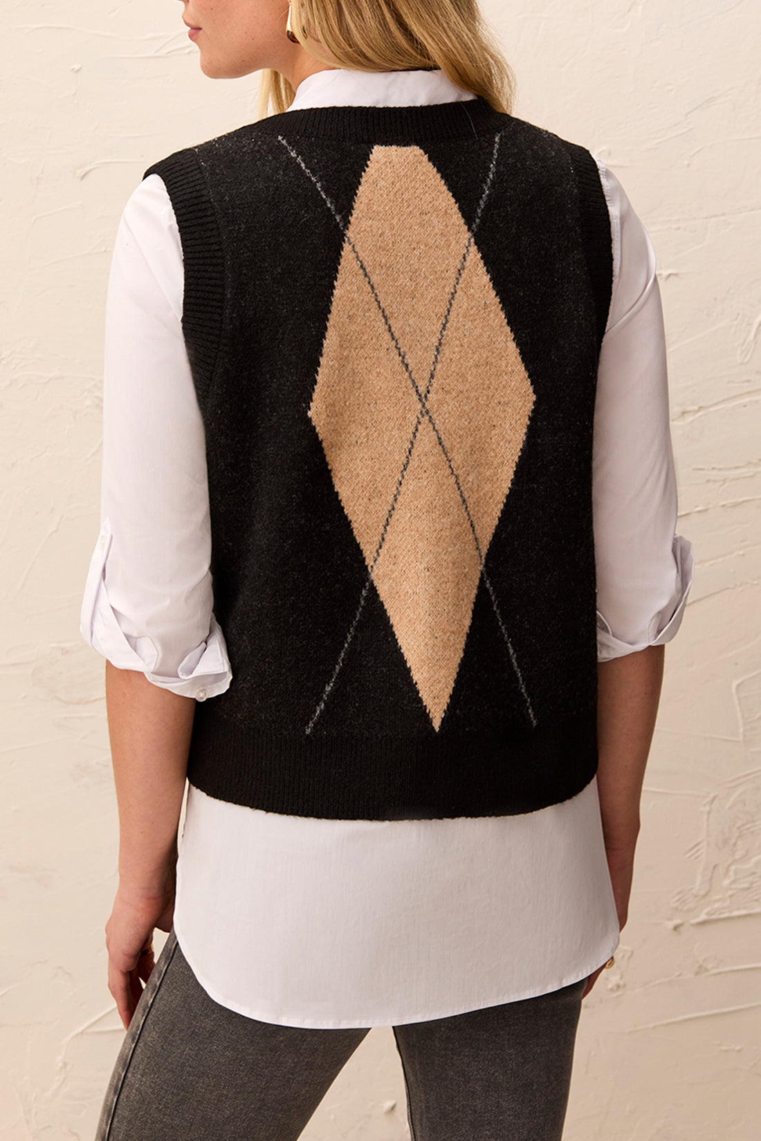 Gilet noir à losanges
