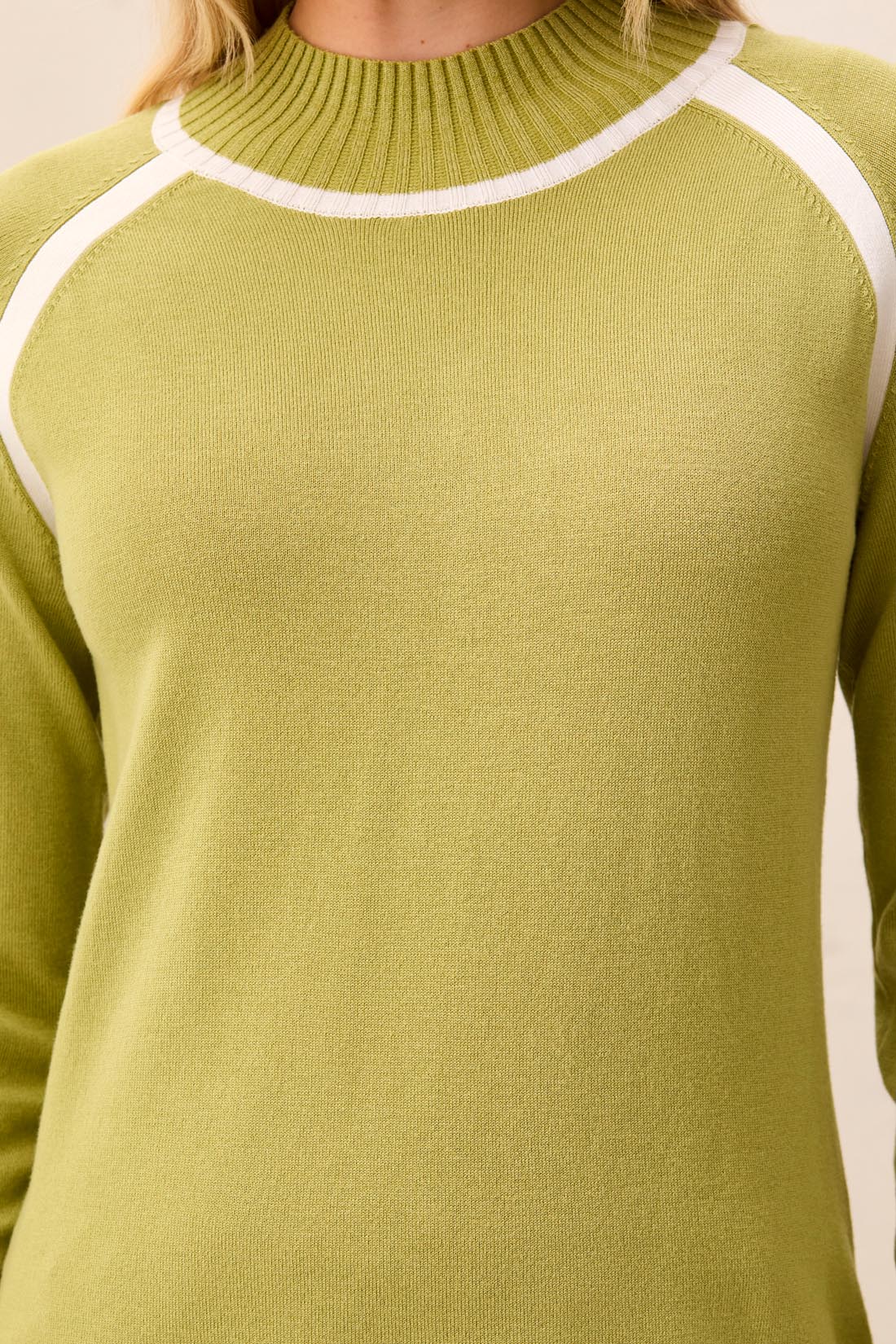 Tricot manche raglan couleur lime