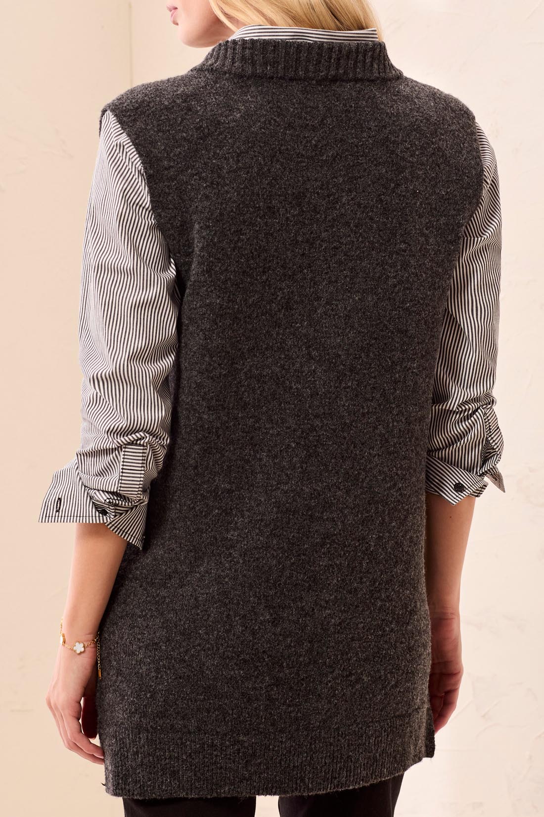 Gilet long en tricot charbon
