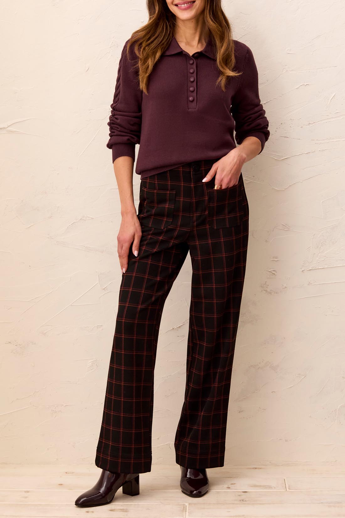 Pantalon à carreaux coupe large
