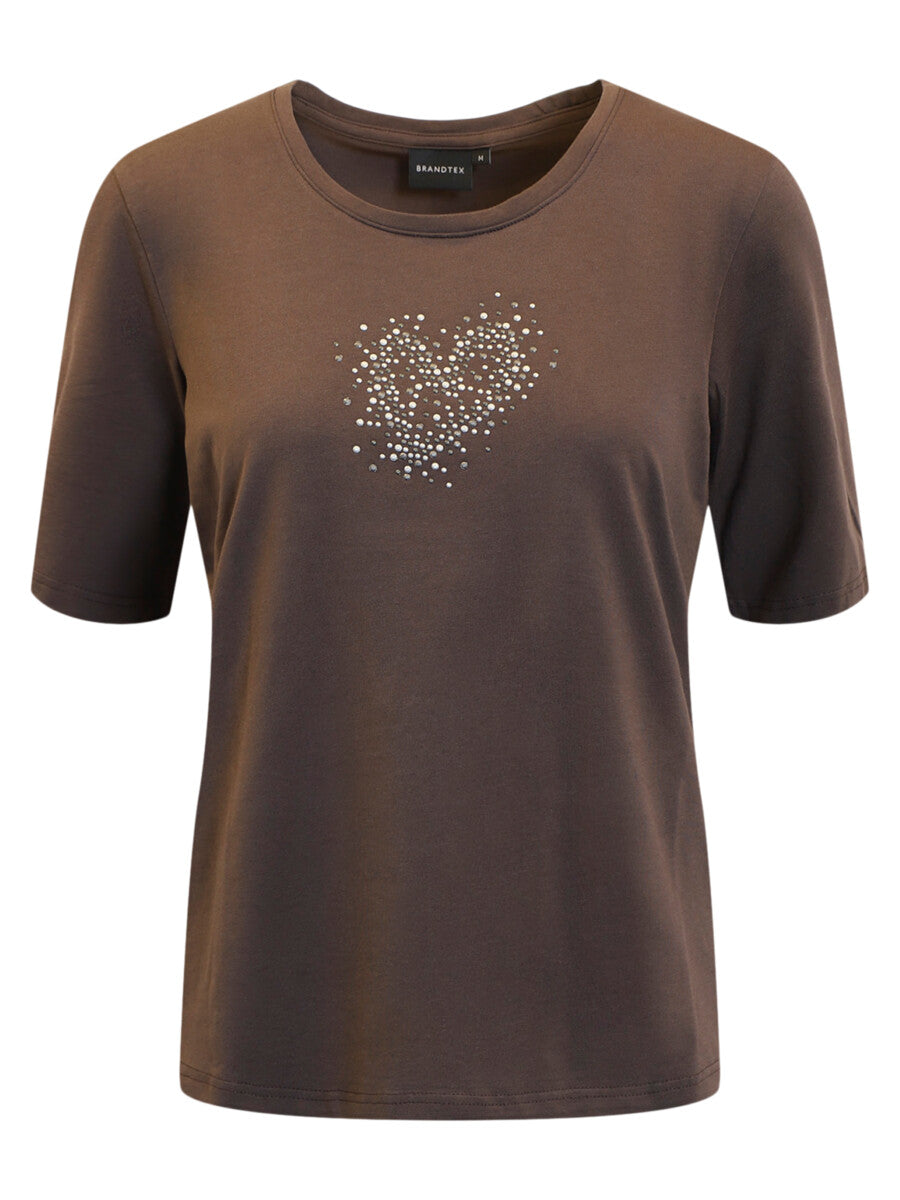 T-shirt à motif cœur en strass