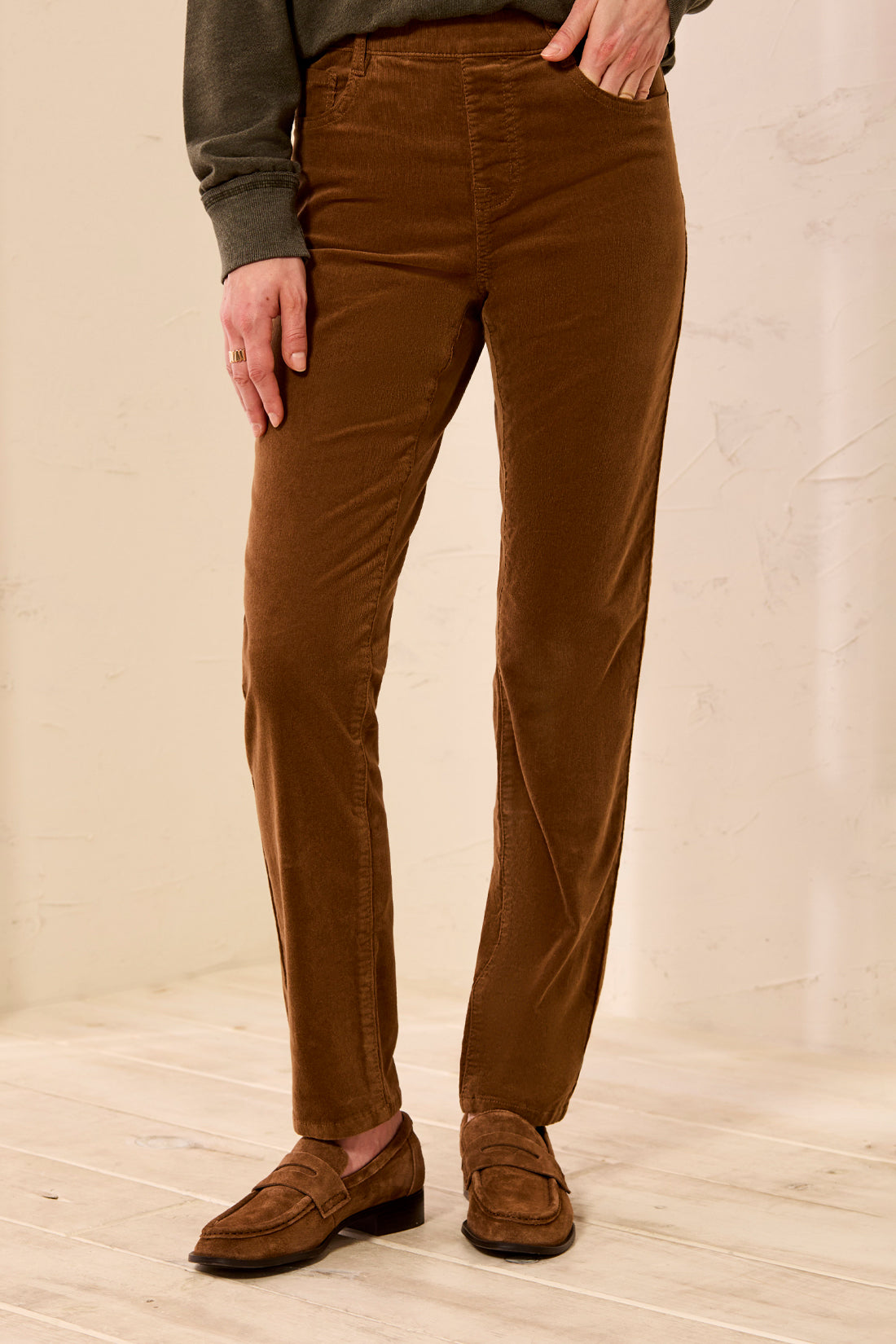 Pantalon en velours côtelé chocolat