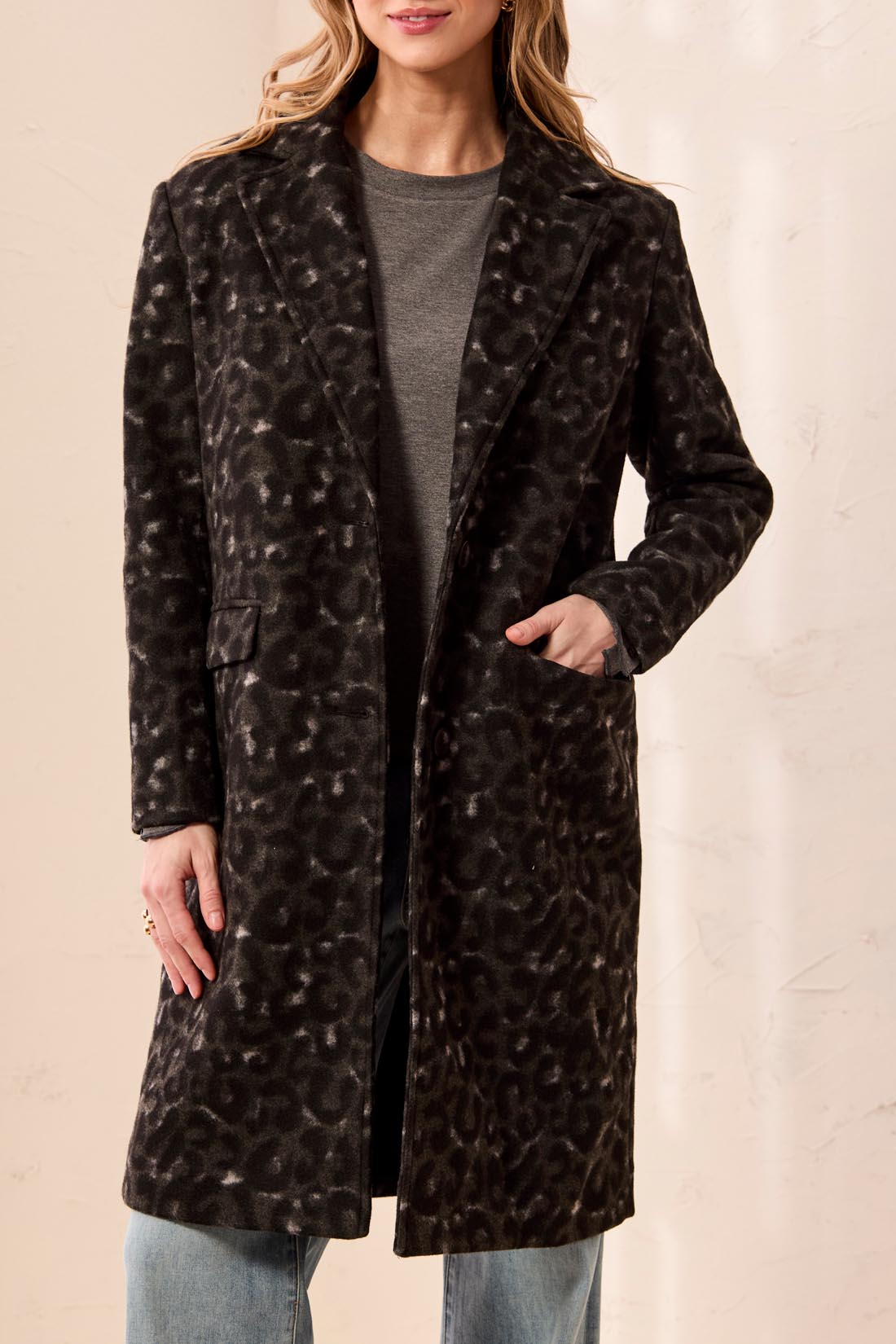 Manteau long à imprimé léopard