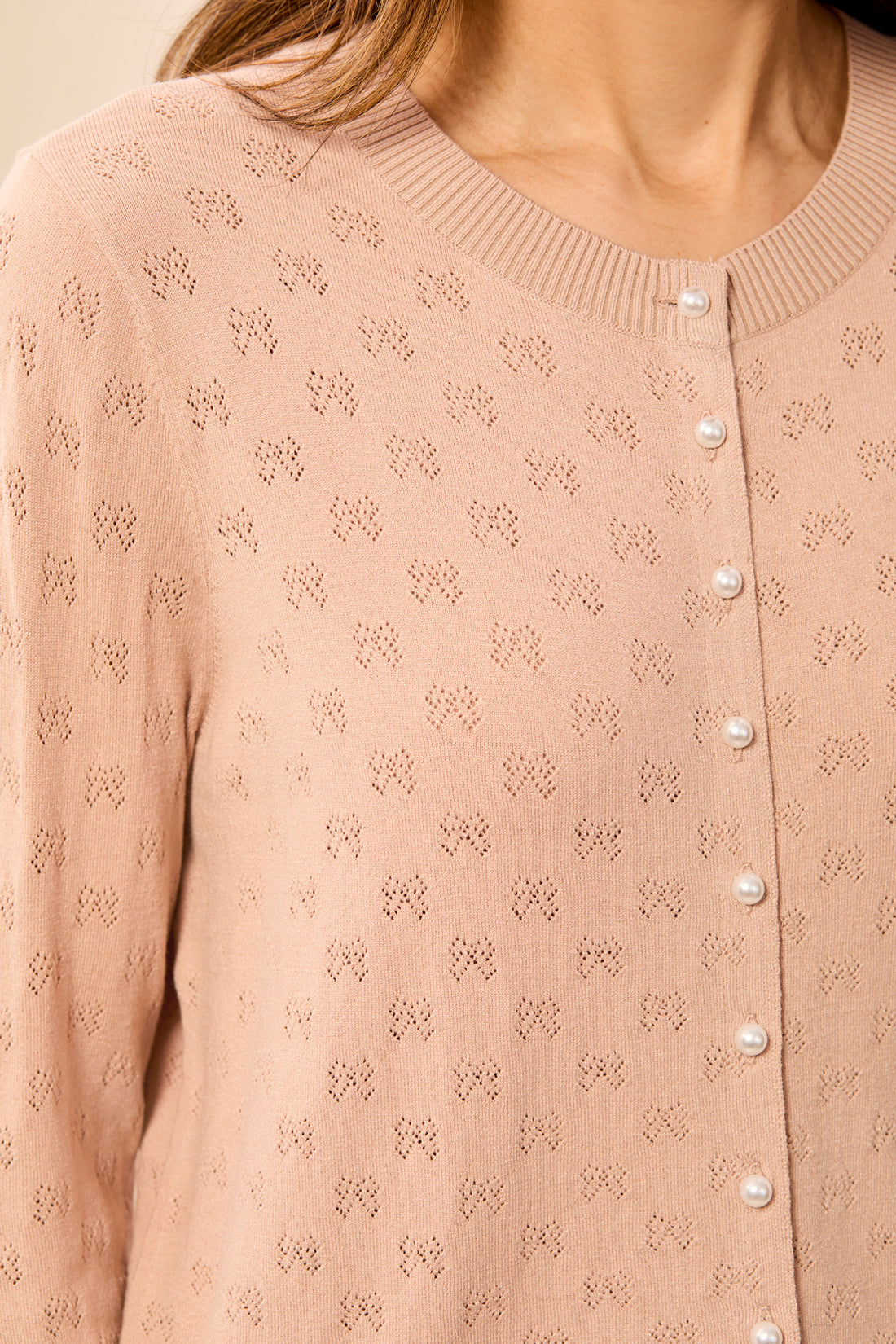 Cardigan beige rosé