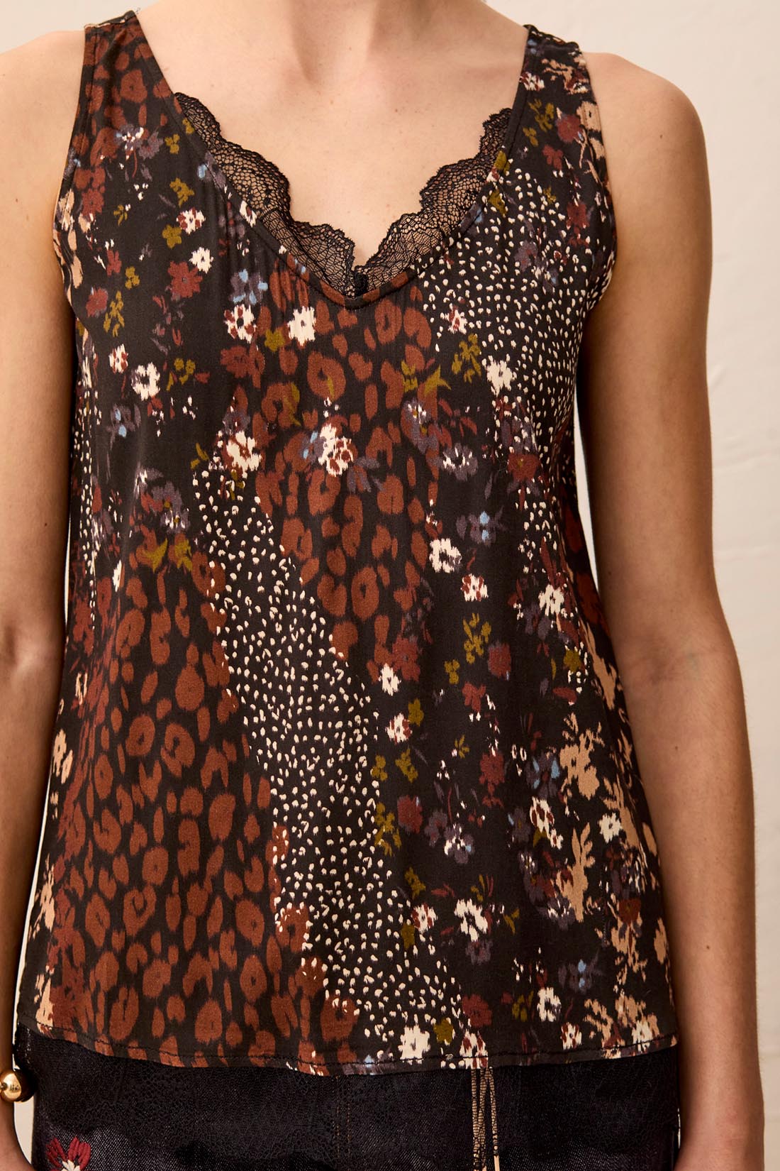 Camisole imprimée avec dentelle