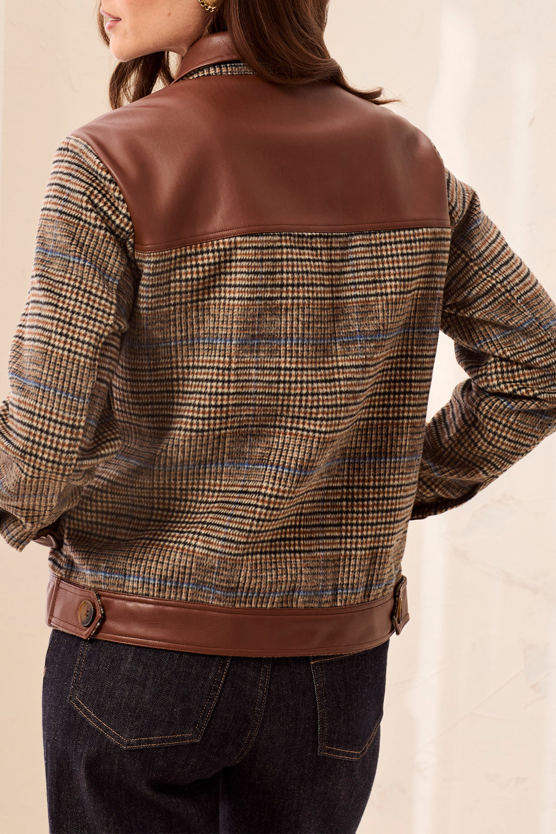 Veste tweed et similicuir