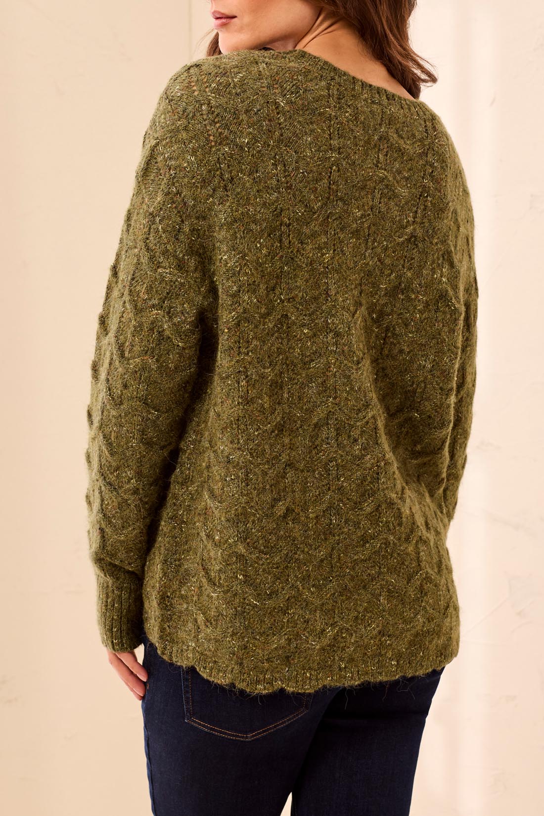 Pull duveteux vert cèdre