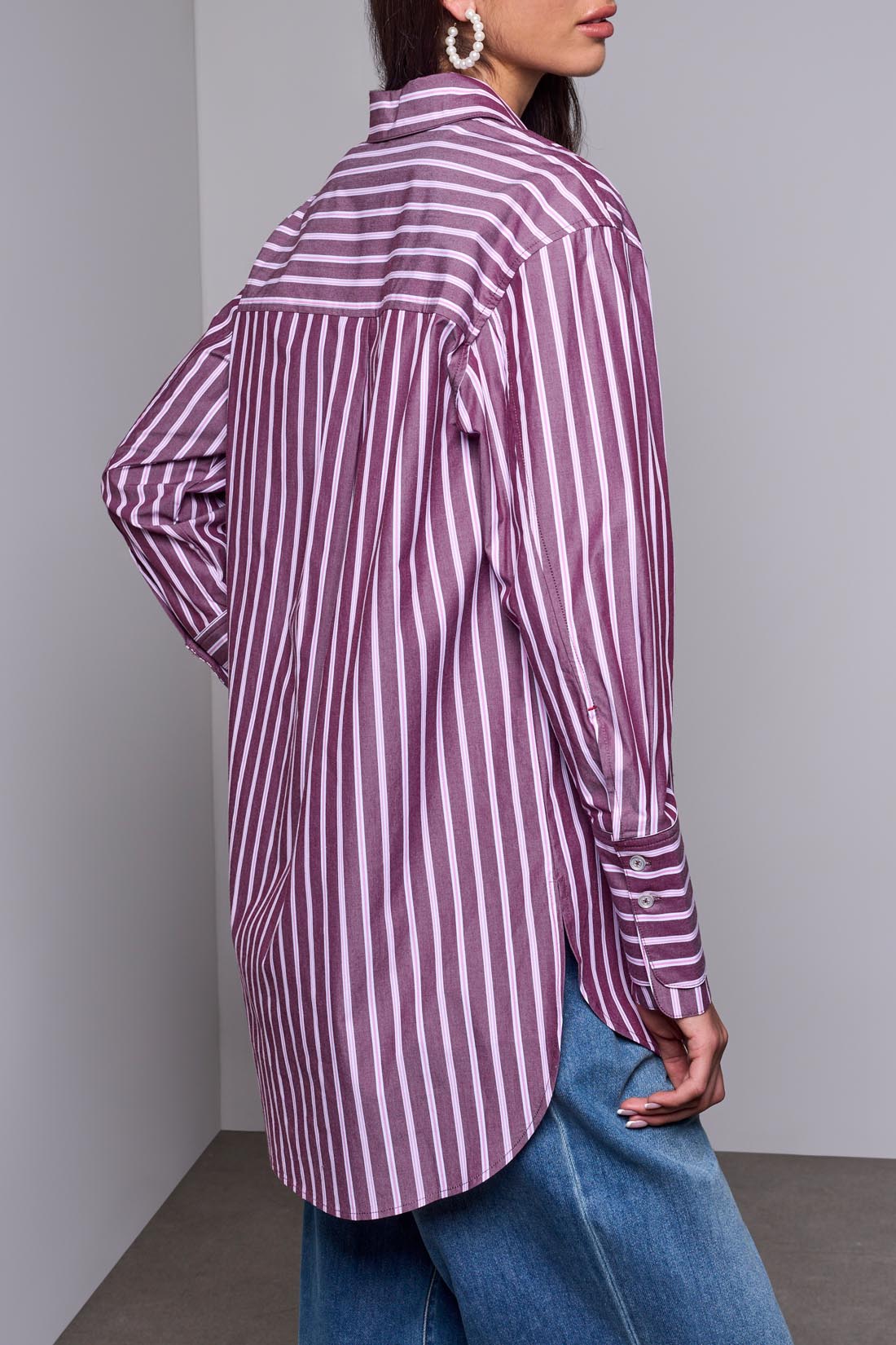 Chemise rayée prune