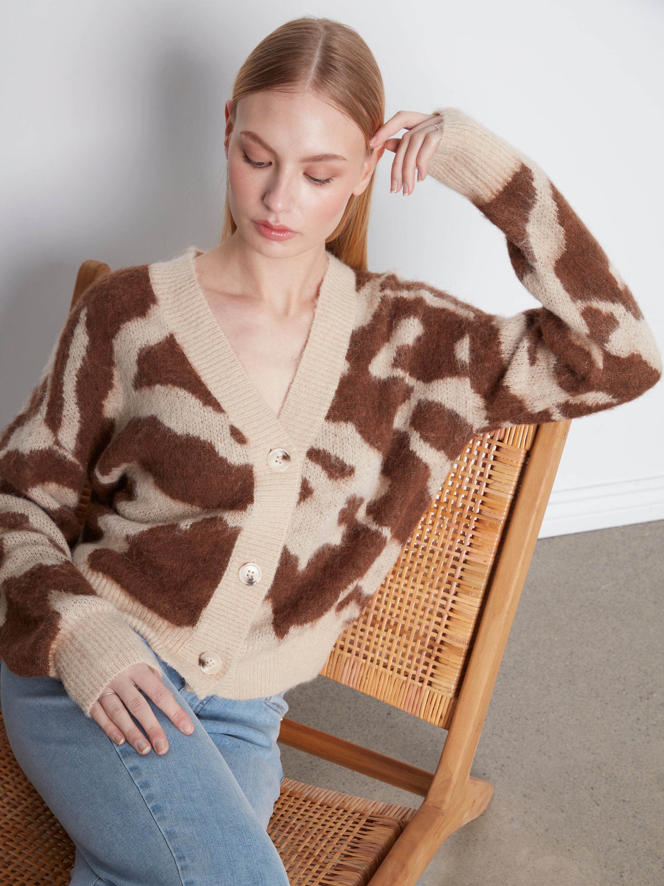 Cardigan à imprimé vache
