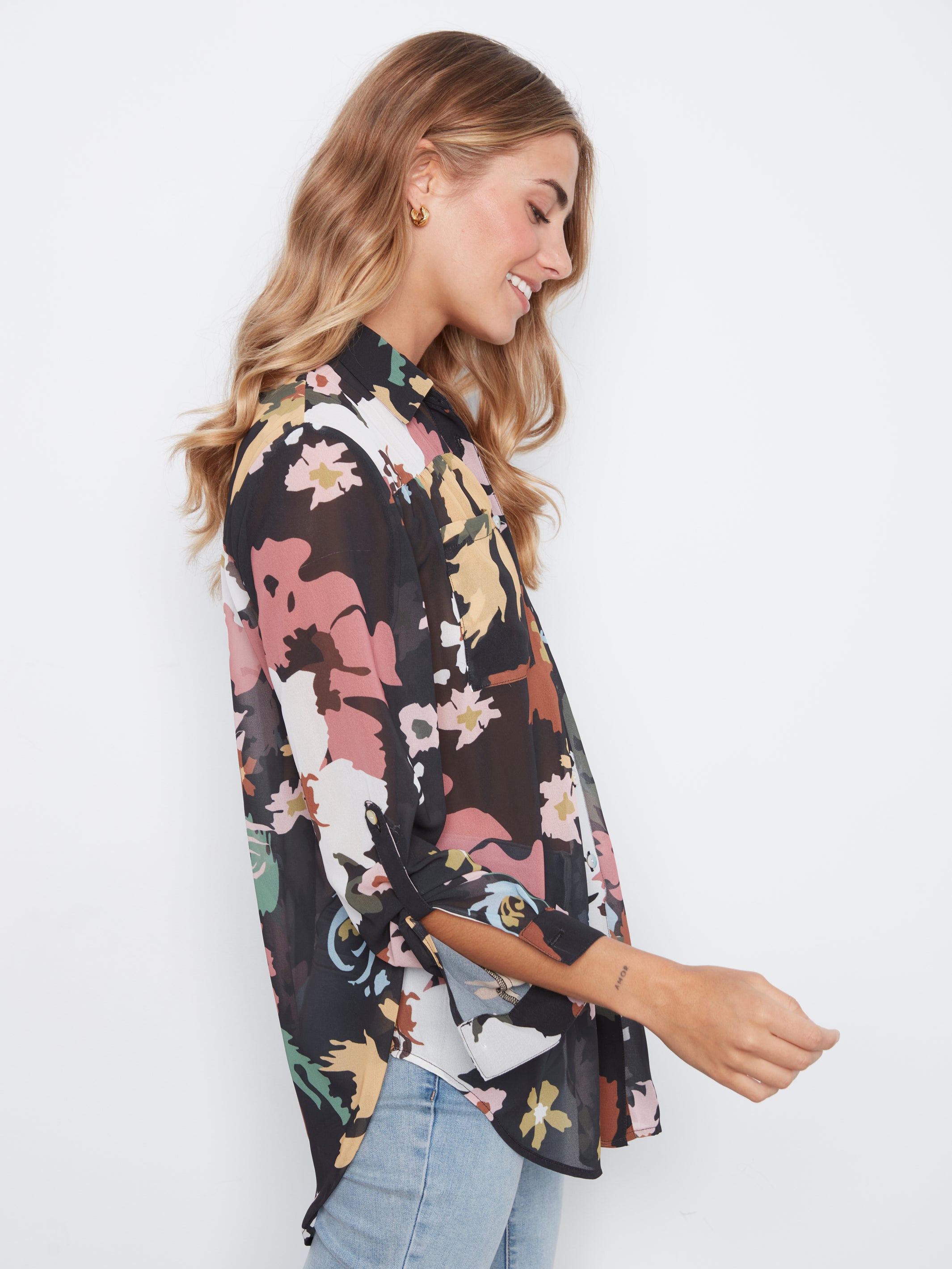 Chemise en mousseline fleurie