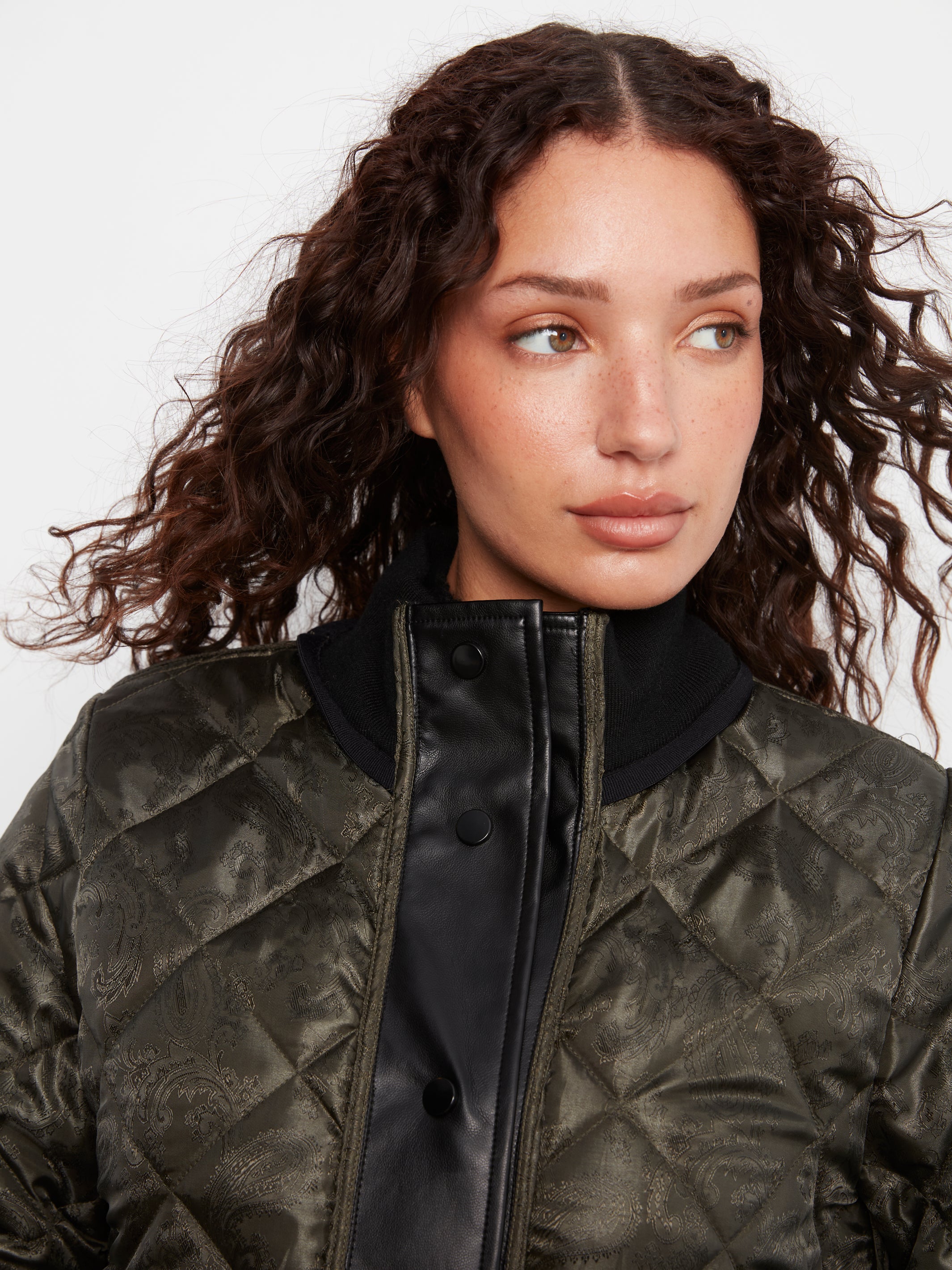 Manteau matelassé long vert épinette