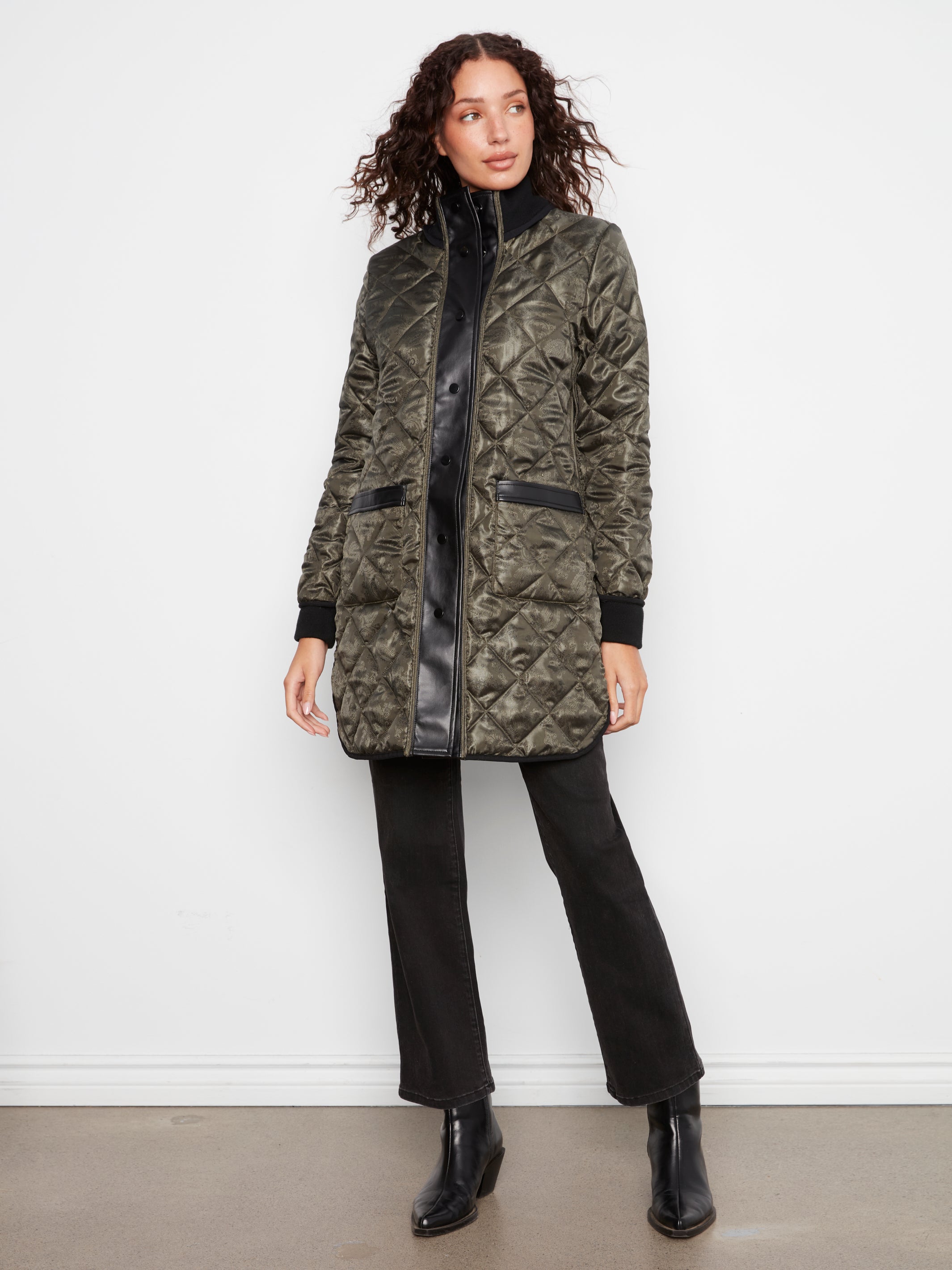 Manteau matelassé long vert épinette