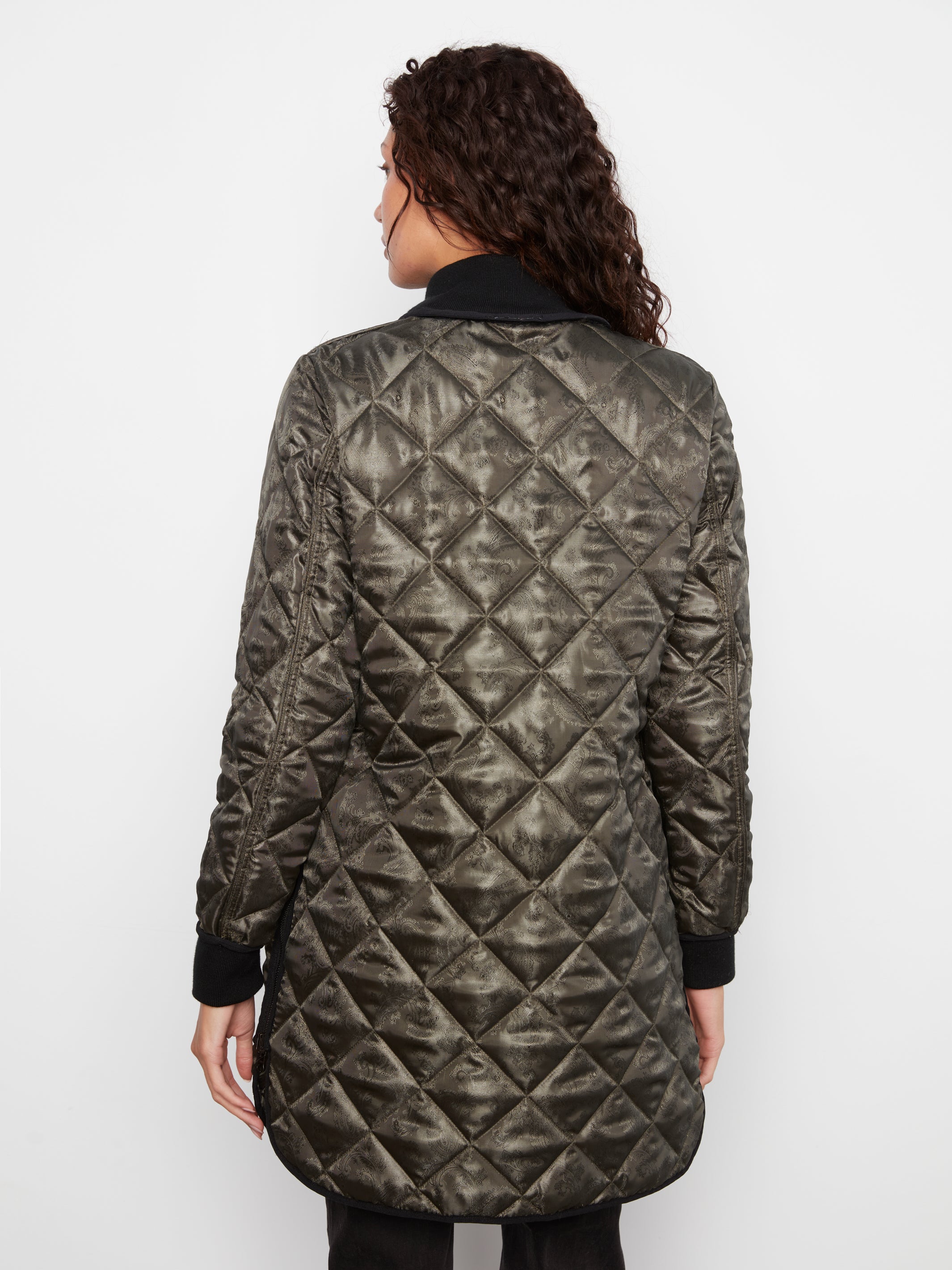 Manteau matelassé long vert épinette