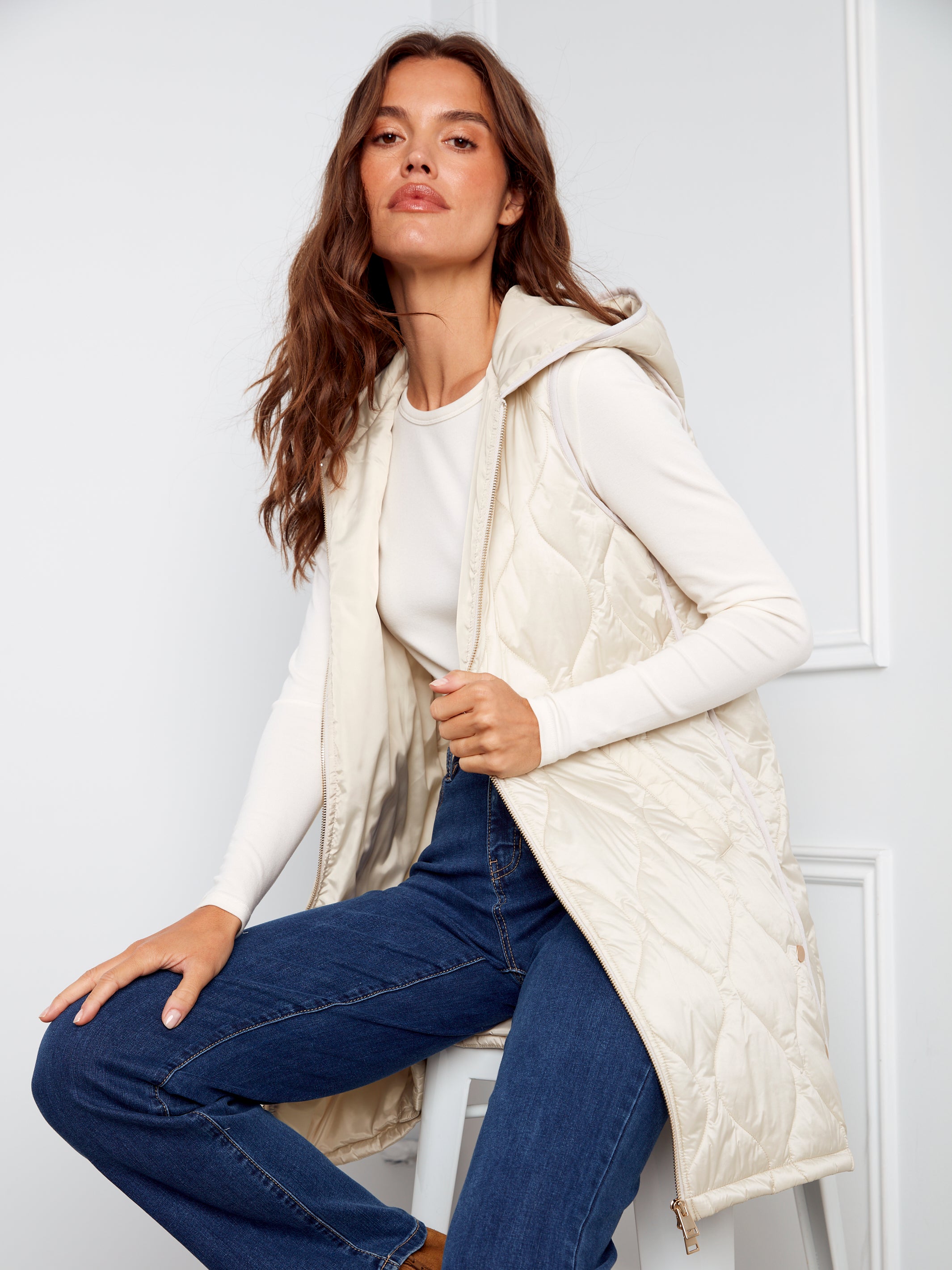 Veste longue nacrée