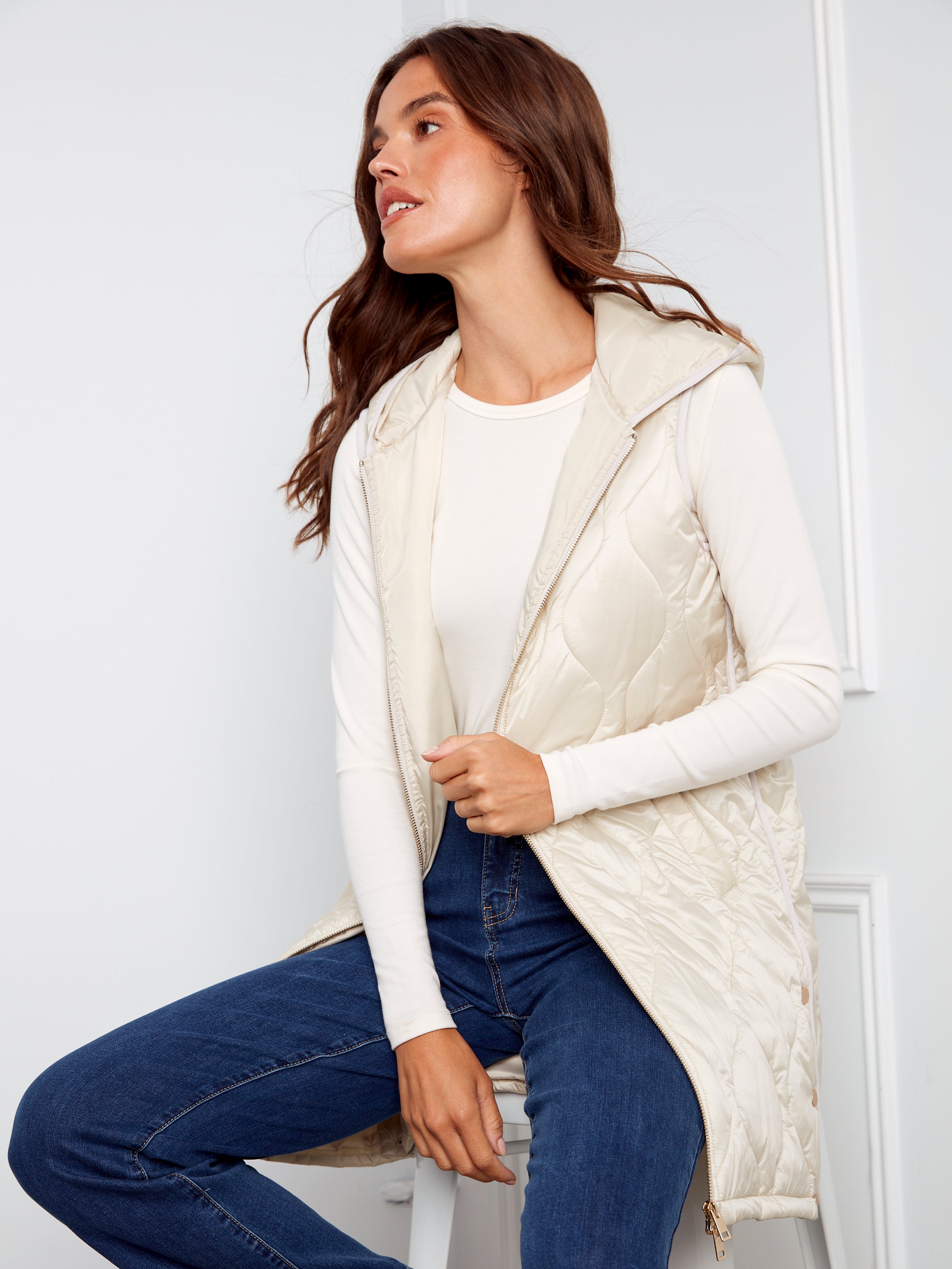 Veste longue nacrée
