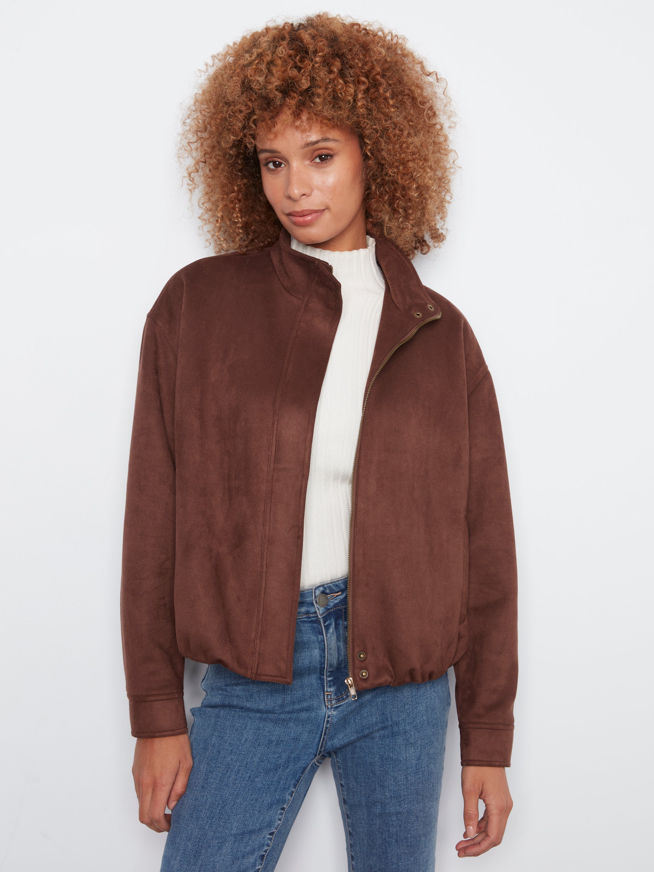 Blouson bomber en fausse suède