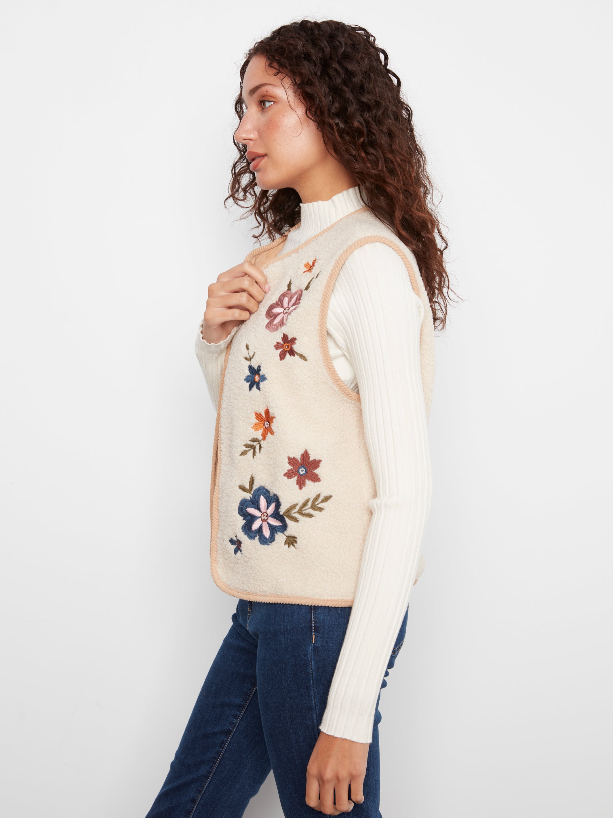 Veste sans manches réversible brodée