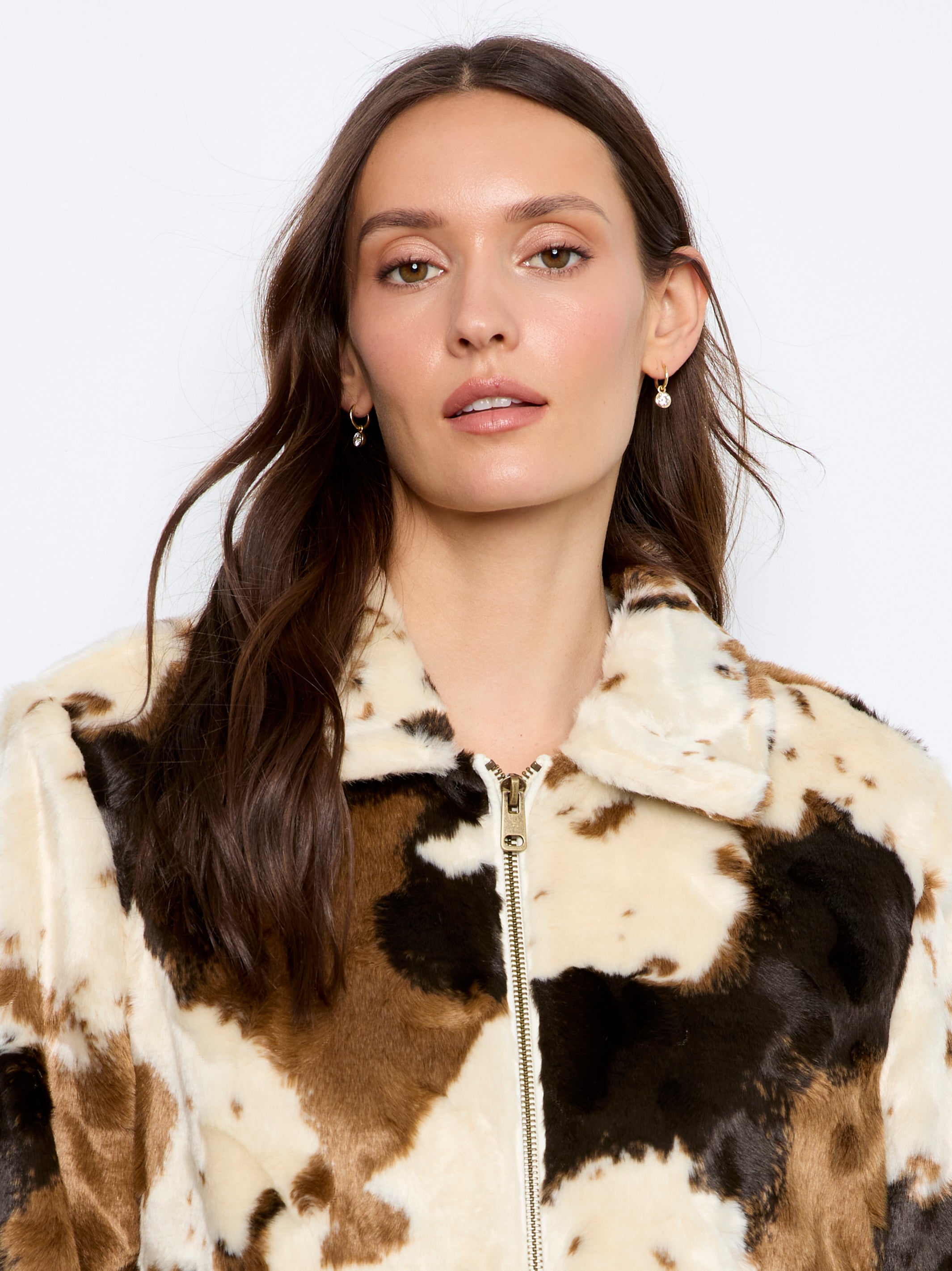 Veste en fausse fourrure à imprimé vache