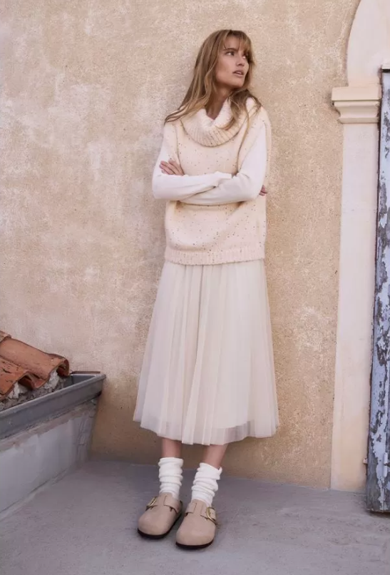 MB Jupe longue plissée en tulle