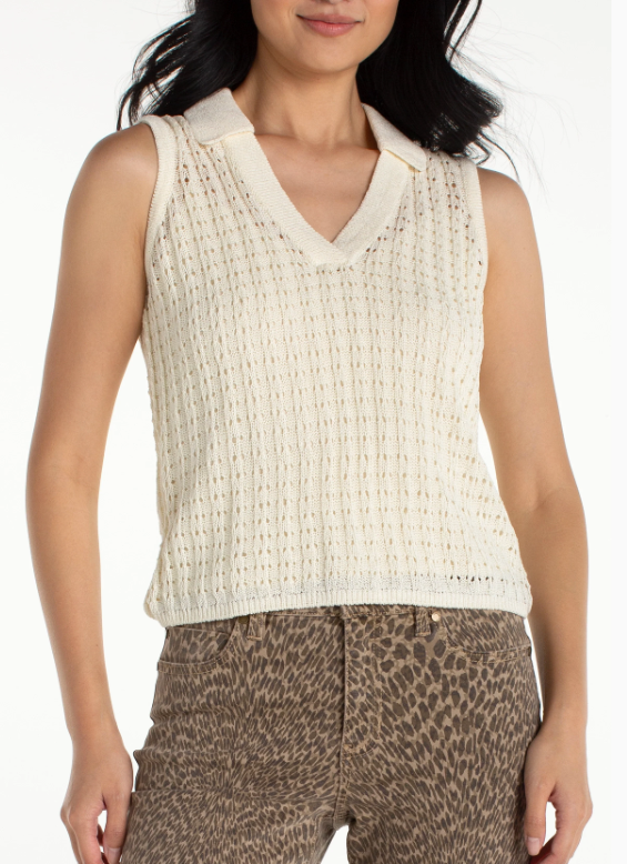 Chandail sans manches col Johnny | Crm-Cream | LM8J83SR31