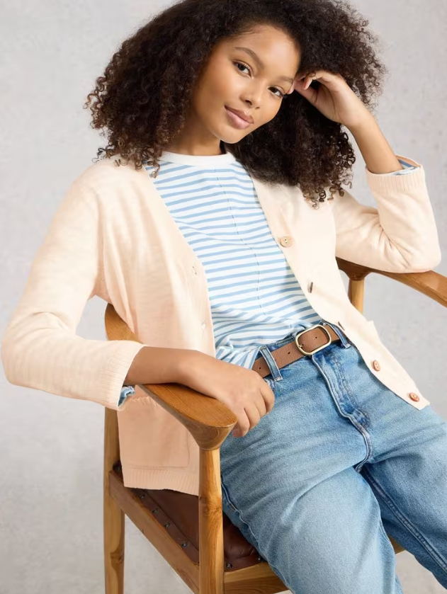 White Stuff | Cardigan en lin Nova 445402 | Couleur Natural White