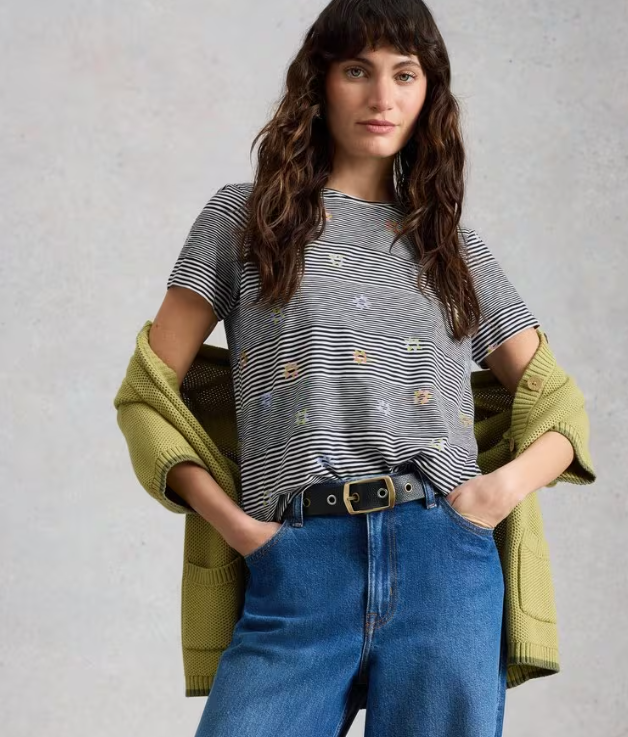 White Stuff | T-shirt rayé Abbie 445363 | Couleur Navy Multi