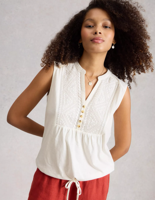 White Stuff | Haut sans manches Peony 445482 | Couleur Brilliant White