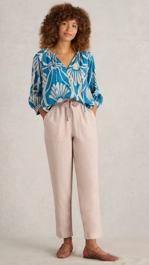 Pantalon en lin Elle 442670 | Light Natural