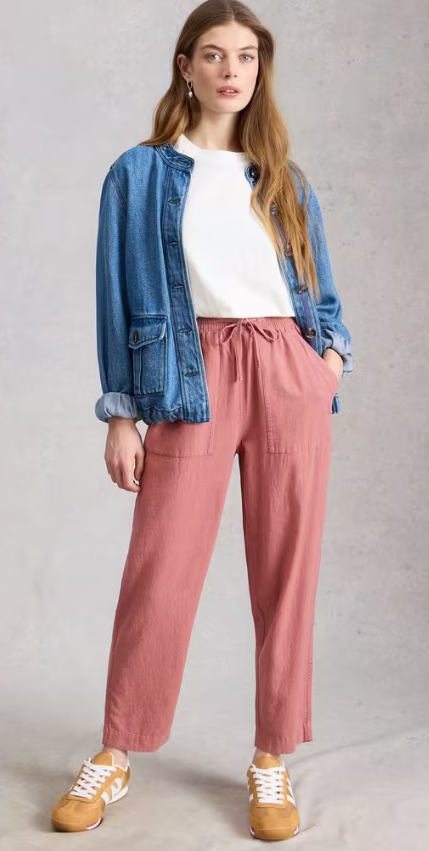 White Stuff | Pantalon en lin Elle 442670 | Couleur Dusty Pink