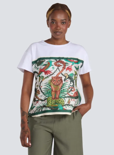 Jessica Laura | T-shirt imprimé jungle 8828JUNGLE | Blanc