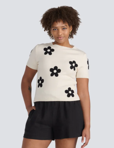 Jessica Laura | T-shirt imprimé marguerite 90016 | Crème