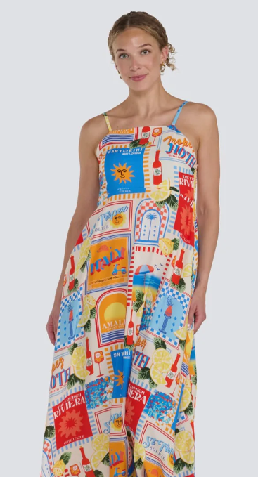 Robe à bretelles spaghetti  87203IT | Imprimé Italie