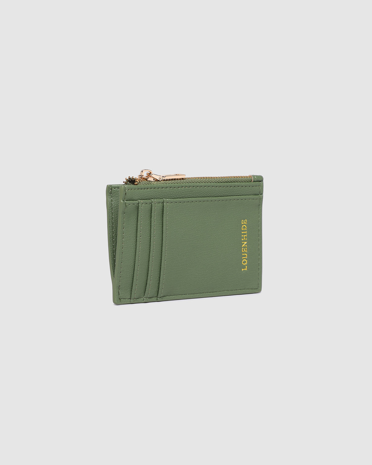 Porte-cartes compact texturé Cara - Noir, camel ou vert sauge