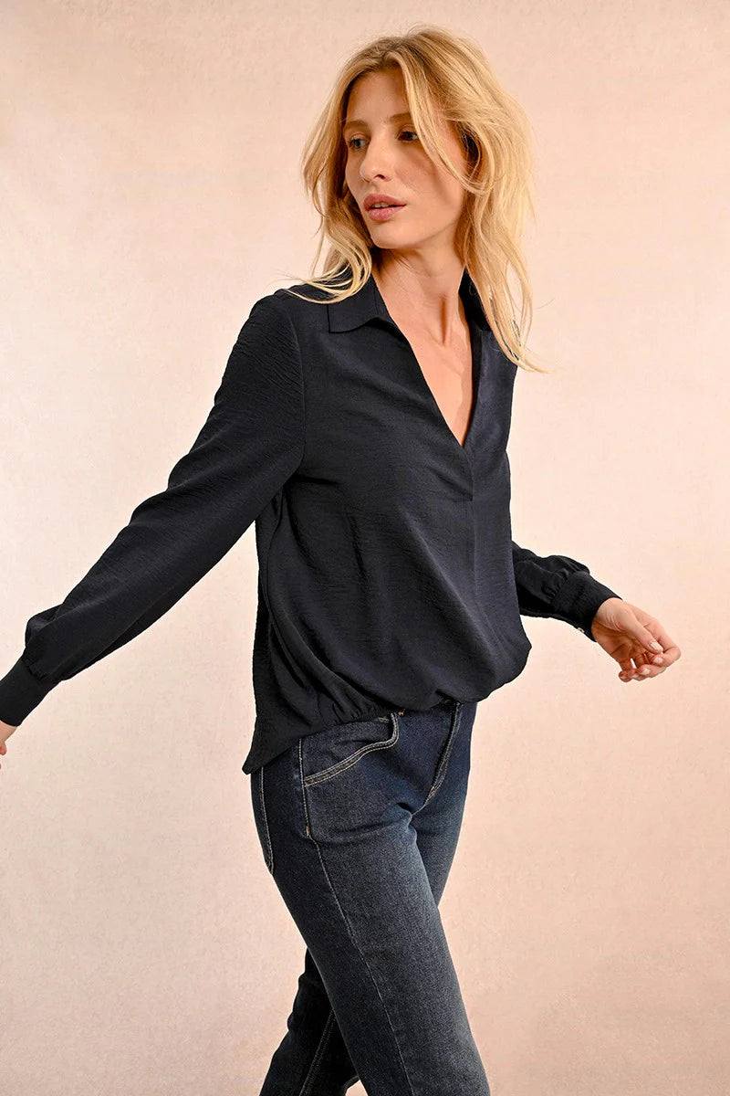 MB Blouse cache-coeur marine-vente finale