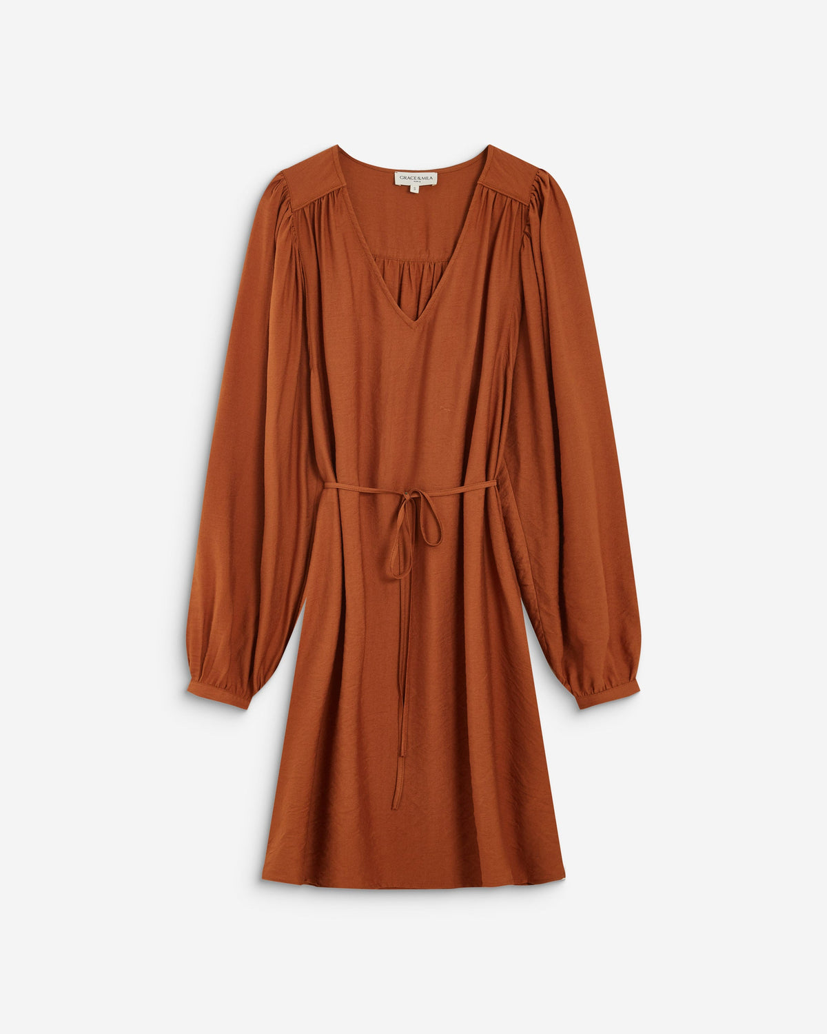 Robe camel à encolure en V Alienor