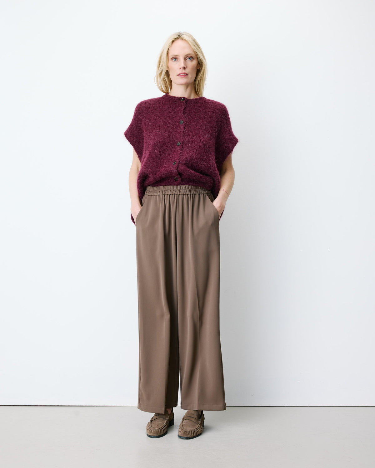 Pantalon fluide Noblesse couleur taupe