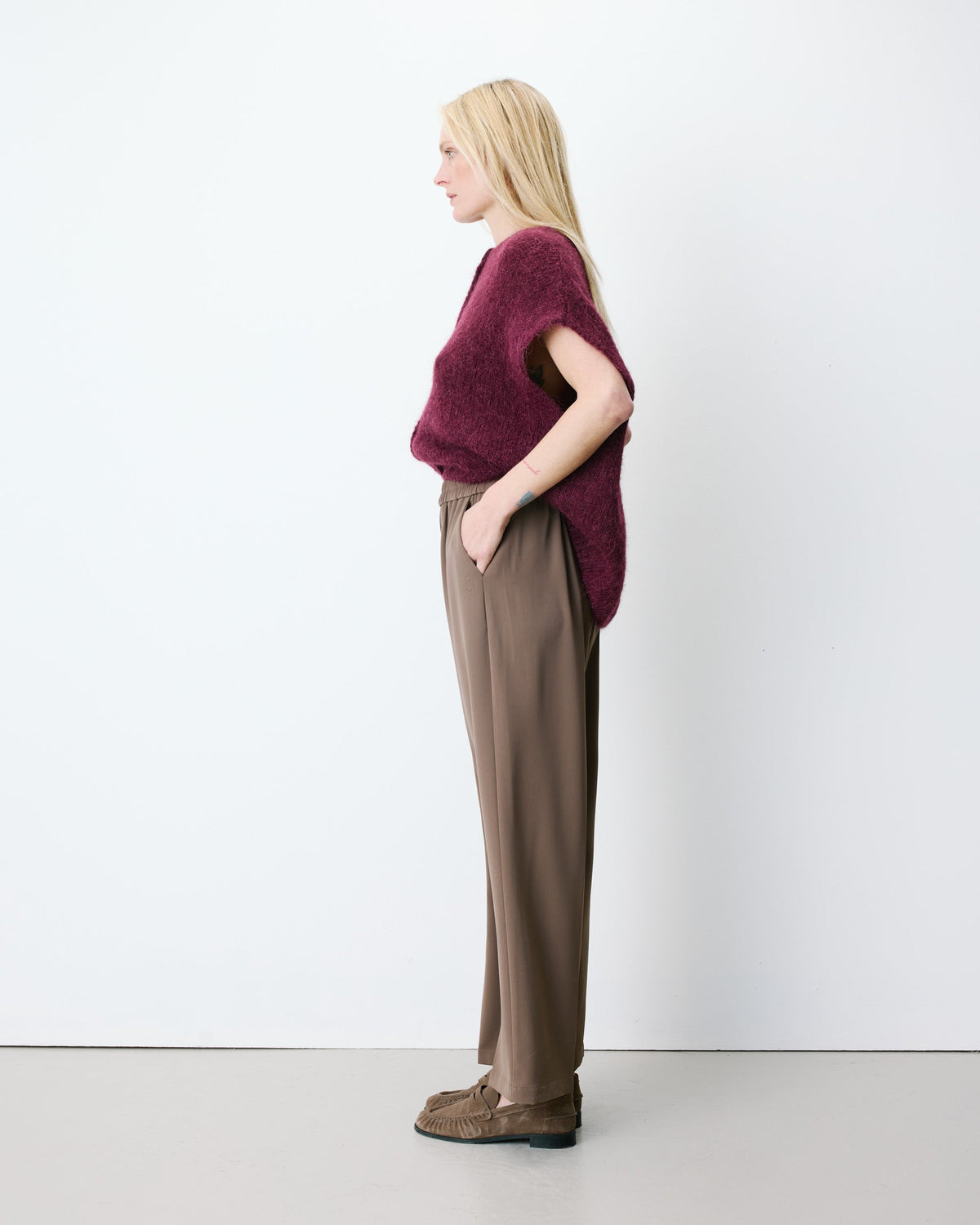 Pantalon fluide Noblesse couleur taupe