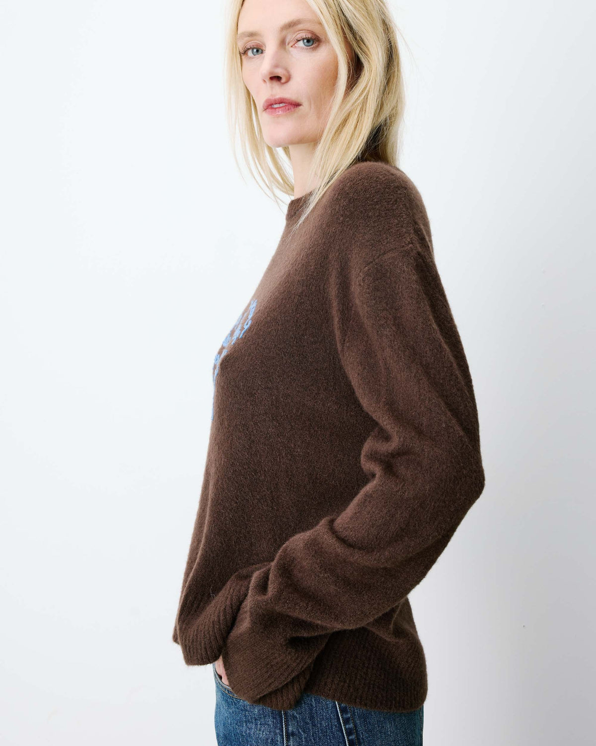 Pull avec coeur brodé Aubin couleur chocolat