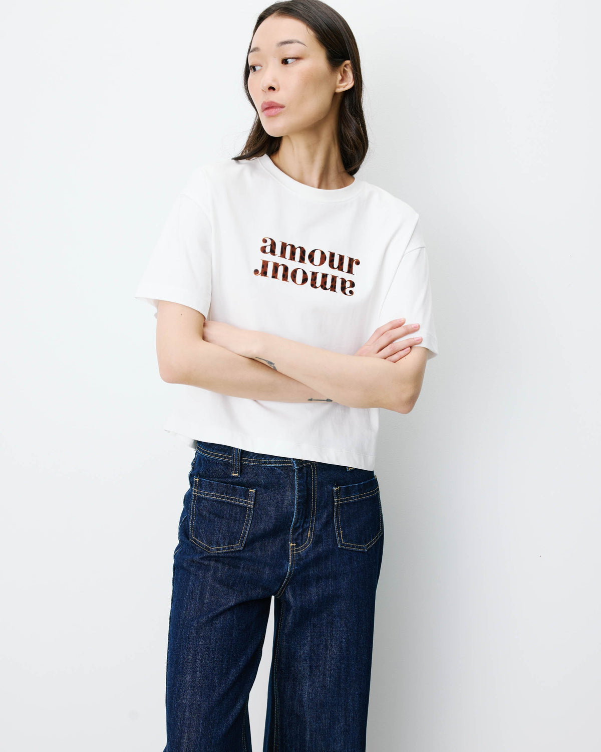 T-shirt Amour Amour couleur ivoire