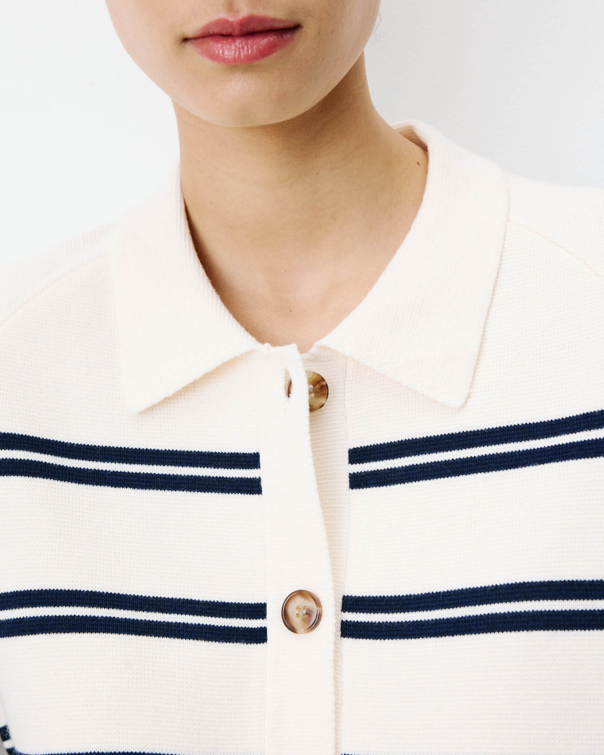 Cardigan rayé à col chemise Ardenis couleur écru