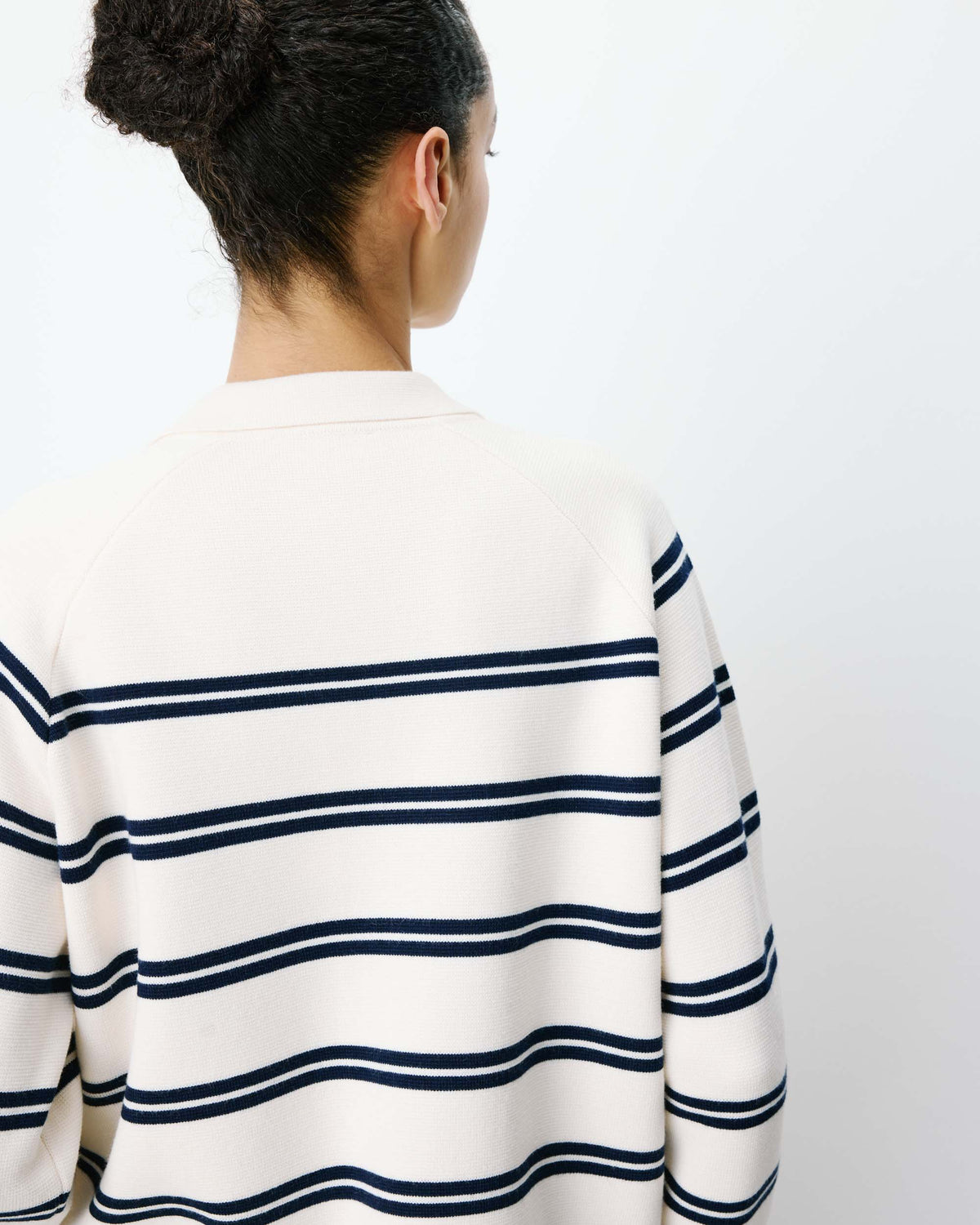 Cardigan rayé à col chemise Ardenis couleur écru