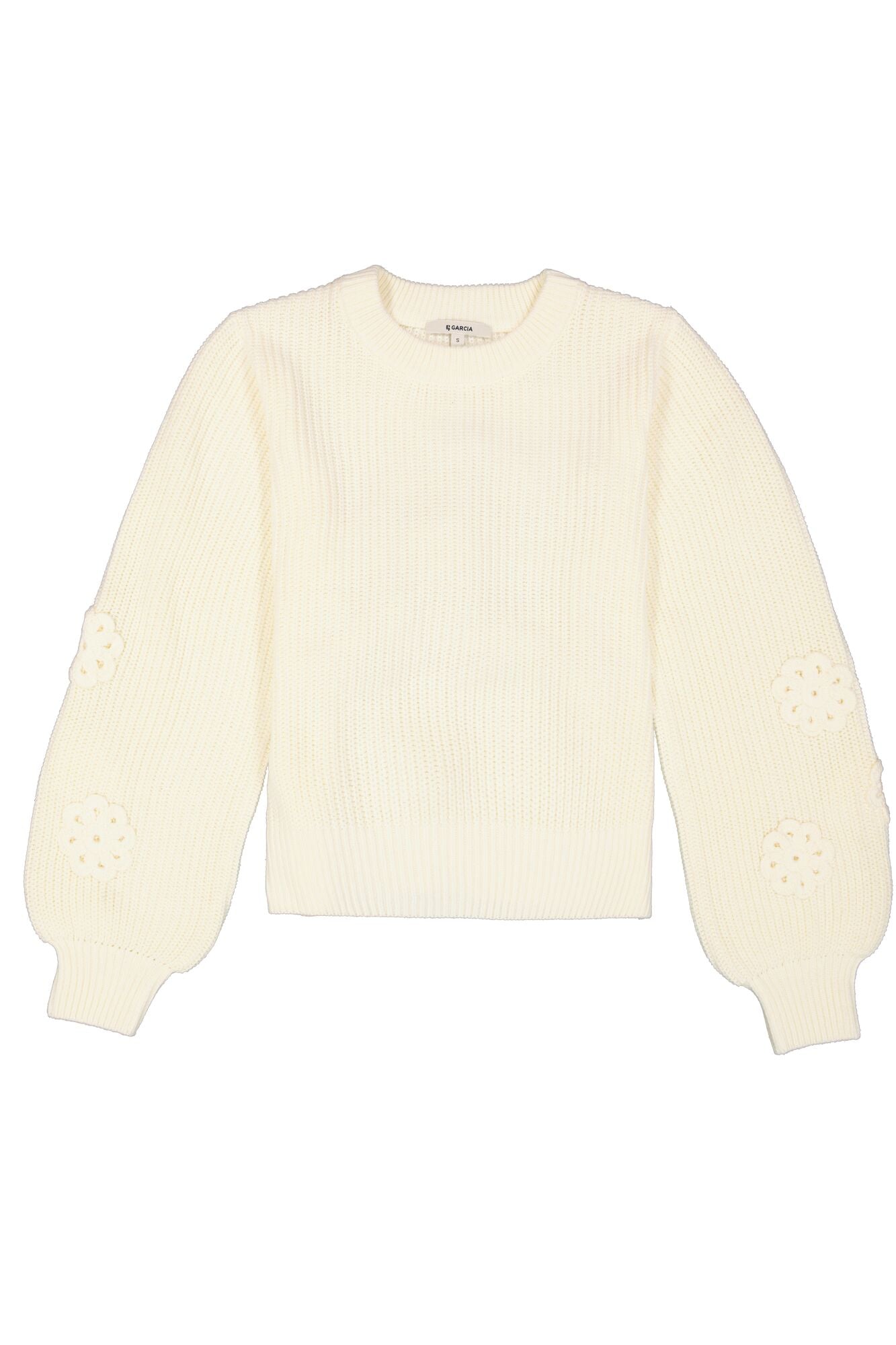 Tricot fleurs aux manches