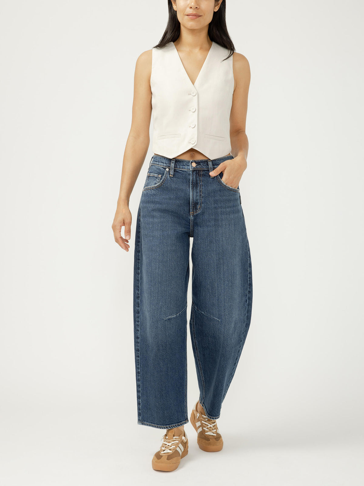 Silver BARREL Jean