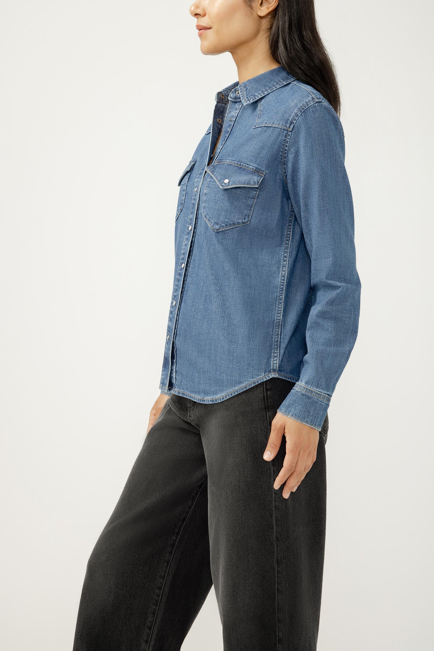 Chemise en denim style Western