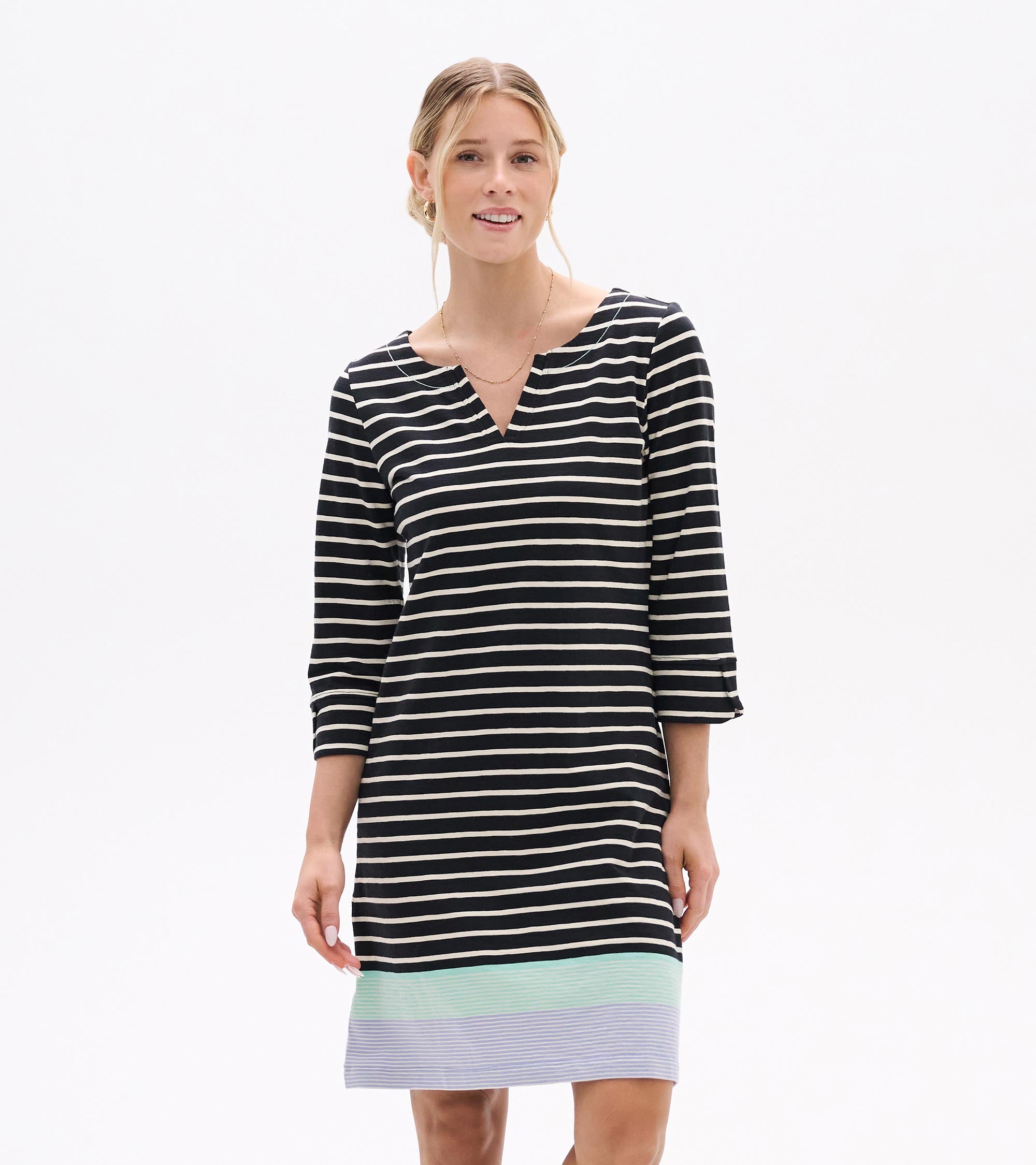 Robe à encolure crantée Lily - Rayures Caviar | Hatley