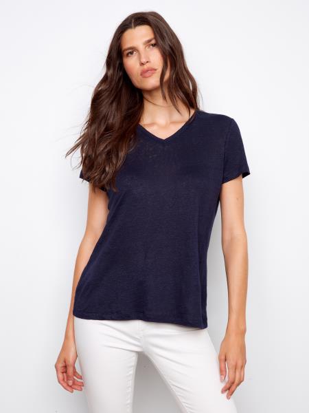 T-shirt à col en V C1231Z - Marine