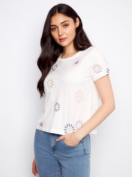Charlie B | T-shirt C1426E - Marguerites
