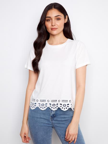 T-shirt avec broderie C1433 - Blanc
