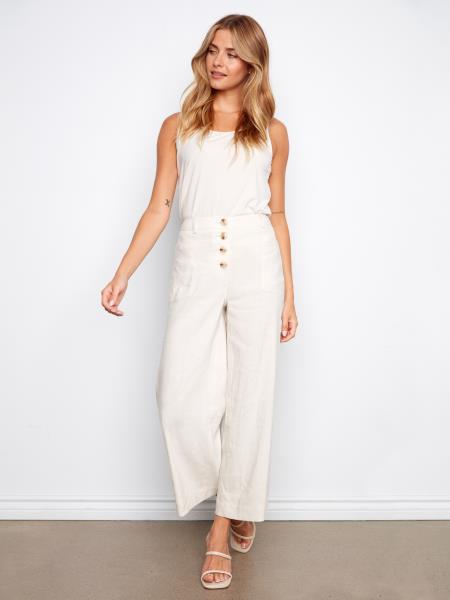 Pantalon en lin à jambe large C5751 - Naturel