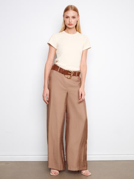 Pantalon satiné à jambe large C5756 - Sable